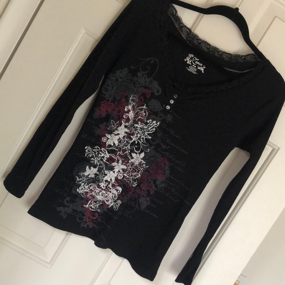 Lena Black Ribbed T-shirt Cotton Blend